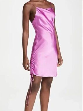 Dannijo Ruched Silk Mini Slip Dress Violet Punch Sz Medium